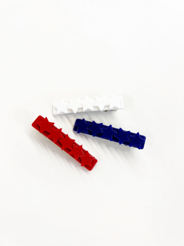 Set of 3 Red White and Blue 4th of July Acrylic Hair Clips