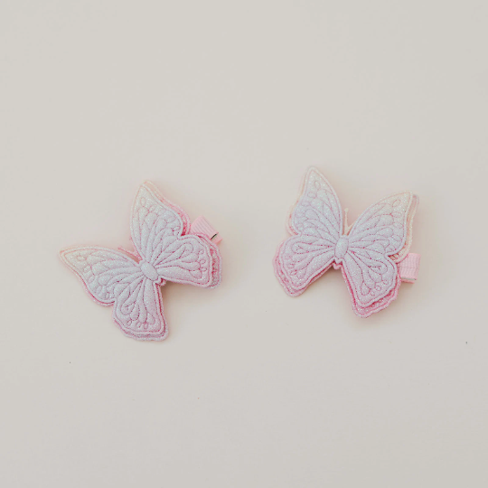 Set of 2 Pastel Butterfly Shimmer Hair Clips