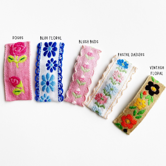 Embroidered Floral Snap Clips