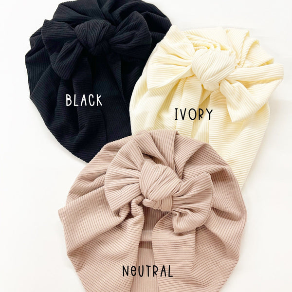 Bow Ribbed Baby Turban
