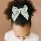 Medium Gingham Daisy Embroidered Linen Bow