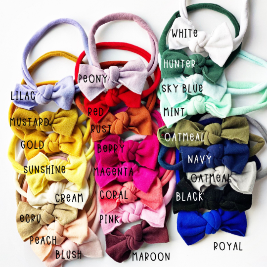 Color Options Itty Bitty Nylon Bow Headbands - Golden Dot Lane