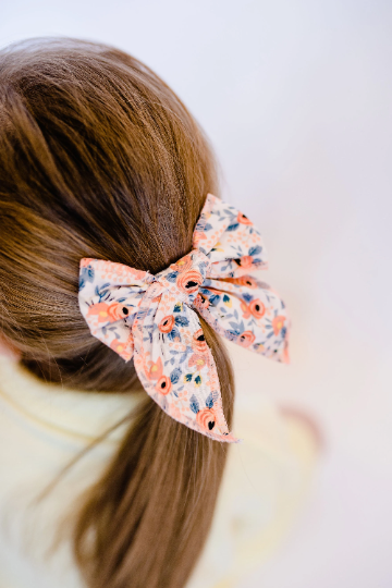 4" Coral Floral Sailor Hair Bow