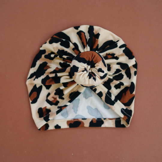 Leopard Print Baby Bun Turban
