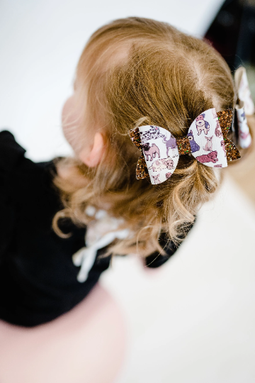3.5" Faux Leather and Glitter Puppy Hair Bow