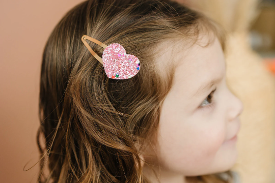 Set of 2 Super Sparkle Blush Glitter Heart Clip