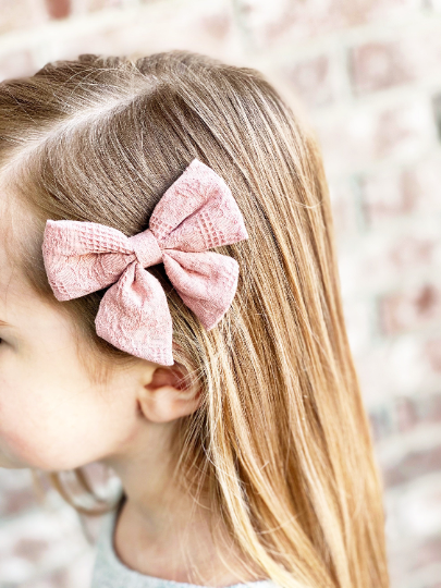 Vintage Linen 3” Cotton Hair Bow