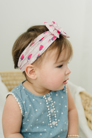Double Bow Strawberries And Daises Nylon Headband