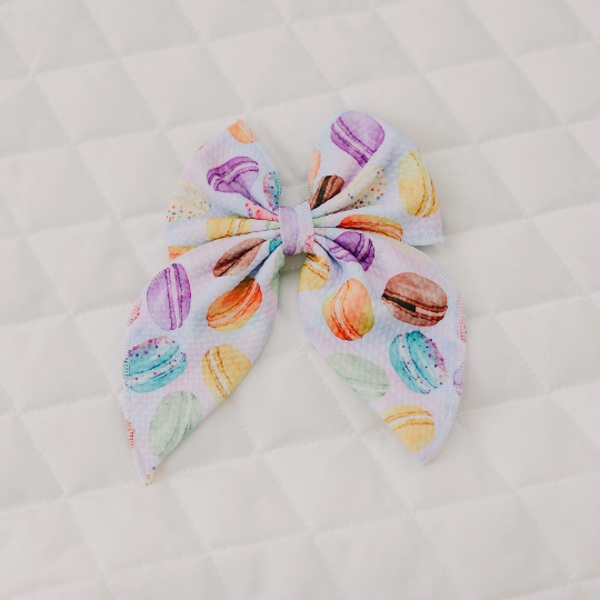 XL Texture Macaron Cookie Hair Bow Clip