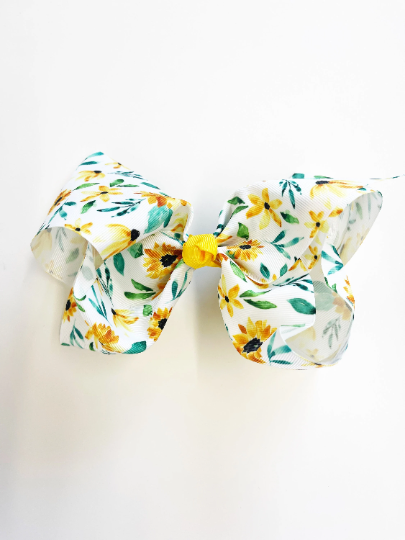 Watercolor Sunflowers 7" Grosgrain Hair Bow