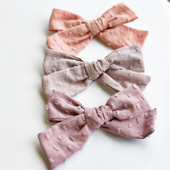 Shades of Pink Swiss Dot Cotton Bows - Golden Dot Lane