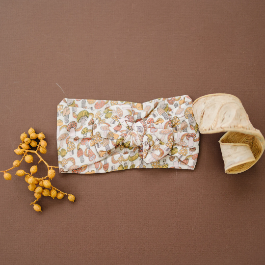 Groovy Fall Mushrooms Baby Nylon Headband