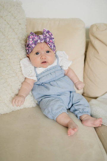 Thick Textured Purple Piggies Nylon Baby Headband