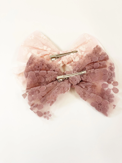 XL Flocked Tulle Floral Bows