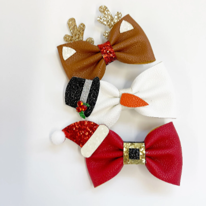 Favorite Holiday Faux Leather Glitter Bows