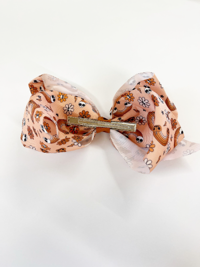 Halloween Skulls + Rainbows 7” Grosgrain Hair Bow