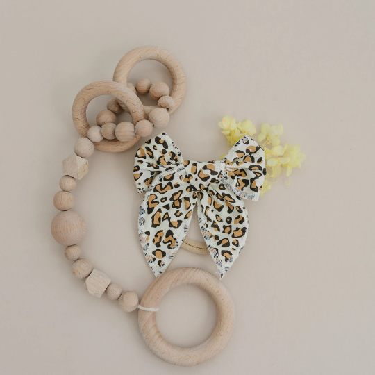 4" Leopard Print Sailor Cotton Hair Bow