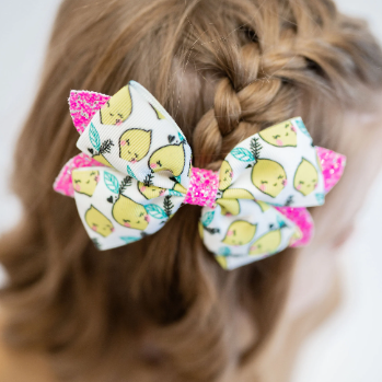 5" Glitter and Grosgrain Lemon Hair Bow