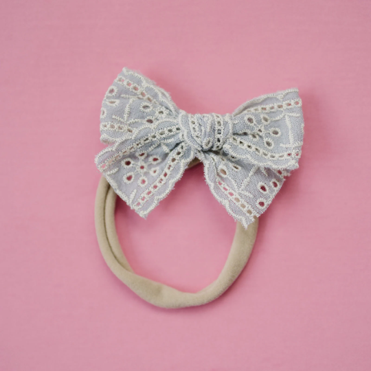 Embroidered Dainty Linen Bow