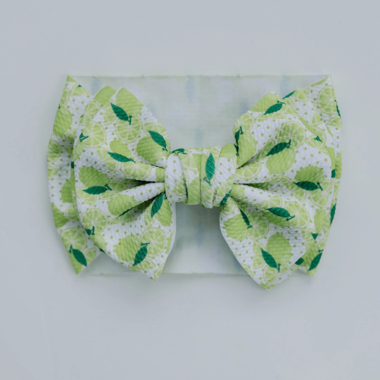 XL Lemon Lime Citrus Bow Texture Headband