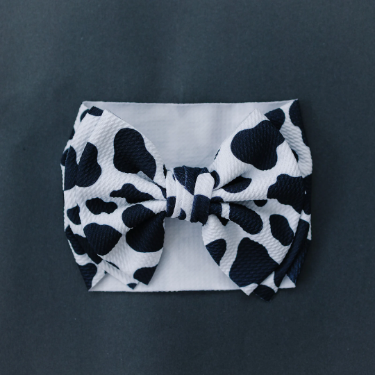 XL Farm Cow Bow Texture Headband