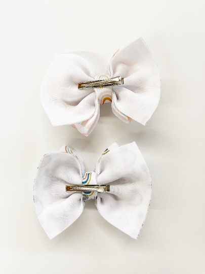 6” Double Puff Rainbow Bow Clips