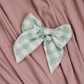 Medium Gingham Daisy Embroidered Linen Bow