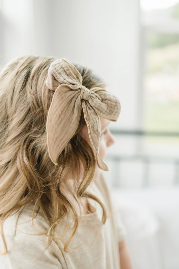 Large Gauze Linen Hair Bows