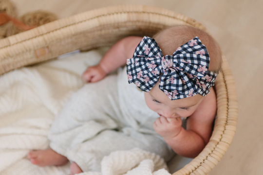 Gingerbread Man Buffalo Plaid Big Bow Nylon Headband