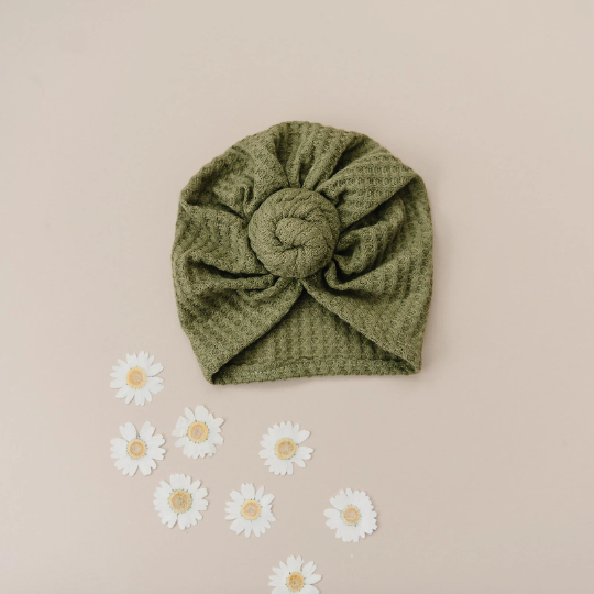 Knotted Waffle Knit Baby Turban
