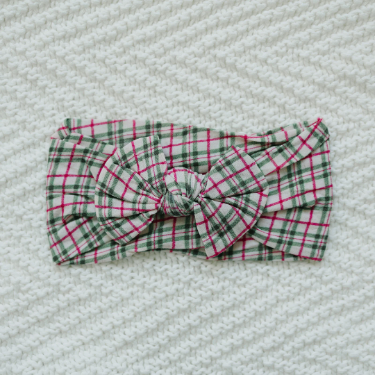 Holly Jolly Christmas Plaid Nylon Baby Headband