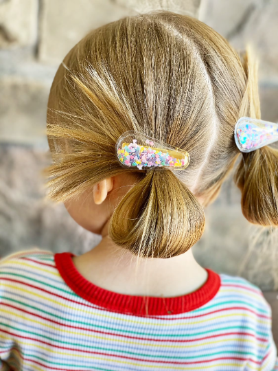Set of 2 Confetti Shaker Pigtail Clips