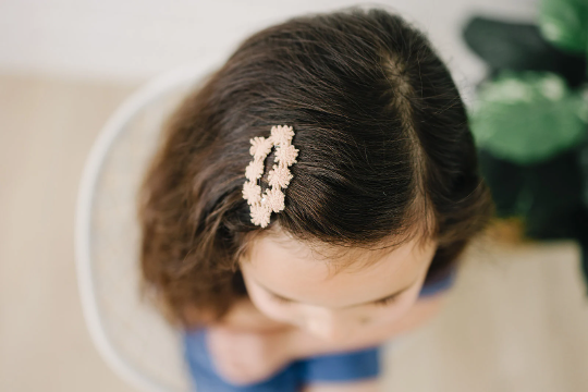 Set of 3 Crochet Little Floral Neutral Snap Clips