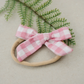 3.5" Skinny Pink Gingham Cotton Bow
