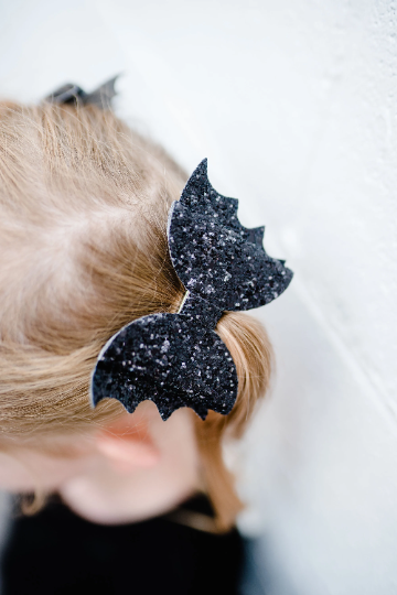 Bat Halloween Glitter Hair Bow