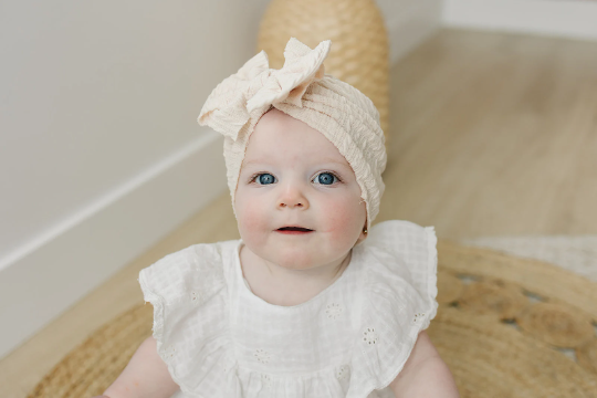 Woven Cable Knit Bow Baby Turban