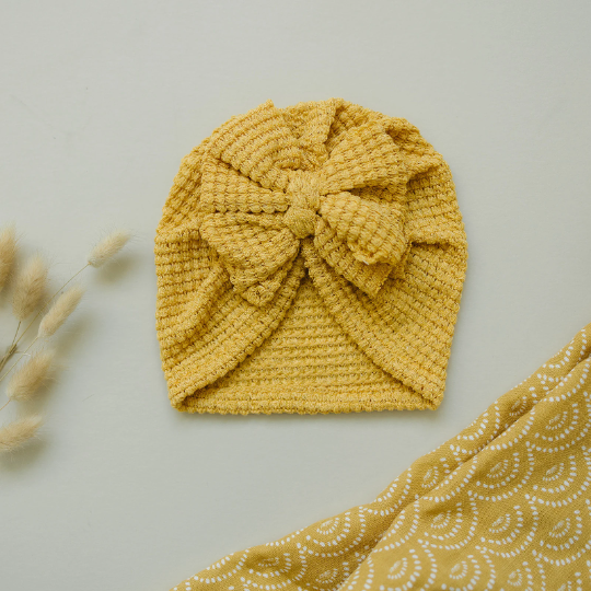 Cuddle Cozy Waffle Baby Bow Turban