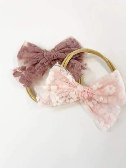 XL Flocked Tulle Floral Bows