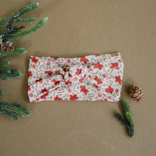 Happy Little Gingerbread Man Knotted Nylon Headband