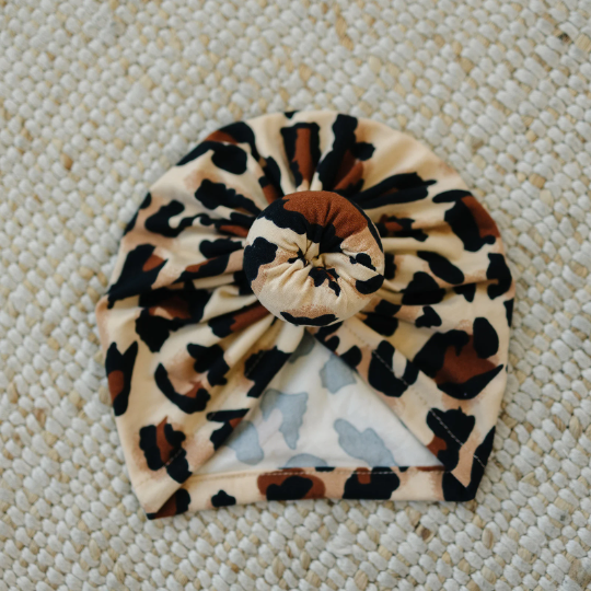 Leopard Print Baby Bun Turban