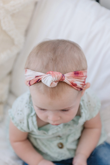 Knotted Rust Watercolor Tie Dye Baby Nylon Headband