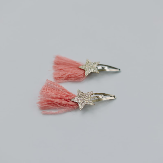 Set of Two Golden Blush Shooting Star Snap Clips