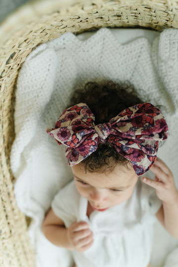 Big Bow Vintage Butterflies And Sunflowers Nylon Headband