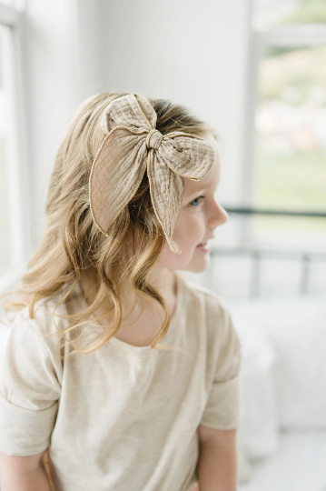 Large Gauze Linen Hair Bows