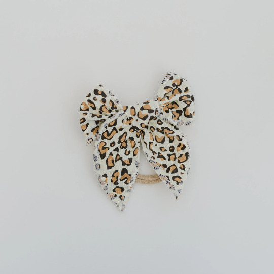 4" Leopard Print Sailor Cotton Hair Bow