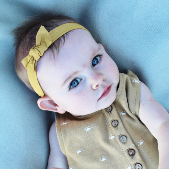 Baby in Mustard Linen Headbands - Golden Dot Lane
