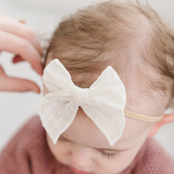 Lightweight Cotton Swiss Dotted Hair Bow