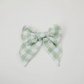 Medium Gingham Daisy Embroidered Linen Bow