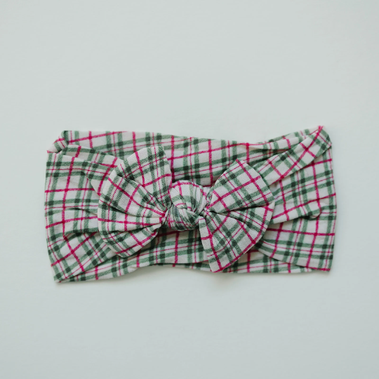 Holly Jolly Christmas Plaid Nylon Baby Headband