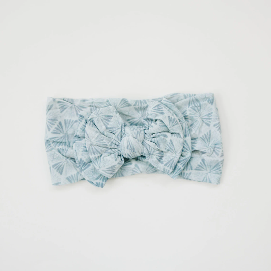 Abstract Daisy Fields Sage Double Bow Nylon Headband